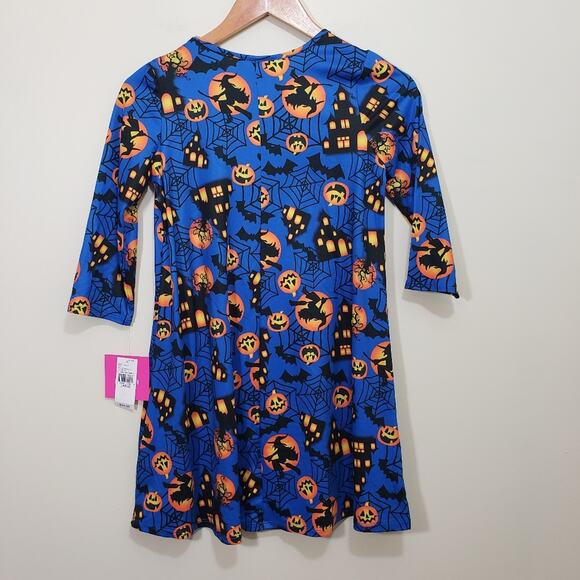 Amy Byer NWT Halloween dress with haunted house, bat, spiderweb girls size large - Picture 6 of 7